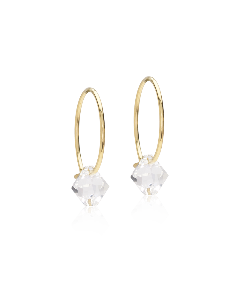 Blomdahl Golden Tiutanium Ear Ring 14mm Bicone 6mm Crystal
