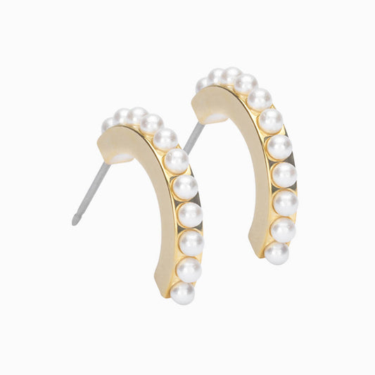 Blomdahl Golden Titanium Pendant Pearl Curved 10mm White