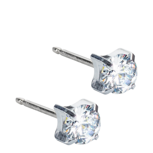 Blomdahl Silver Titanium Tiffany Edge 5mm CZ White