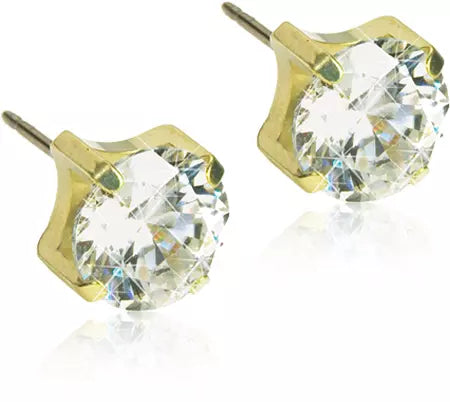 Blomdahl Golden Titanium Tiffany Precious 6mm CZ White