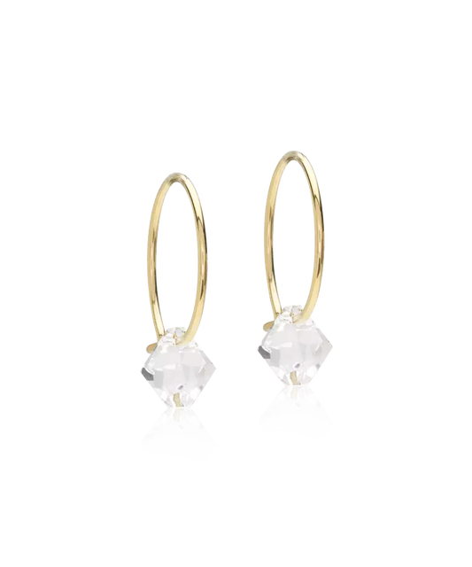 Blomdahl Golden Titanium Ear Ring 14mm Bicone 6mm Crystal